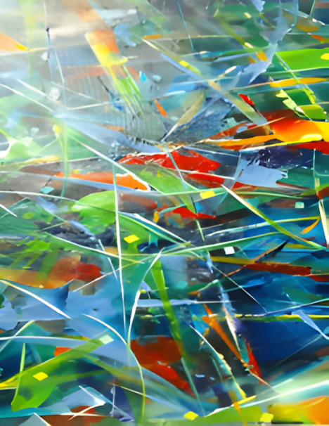 Abstract artwork with vibrant colors and dynamic lines